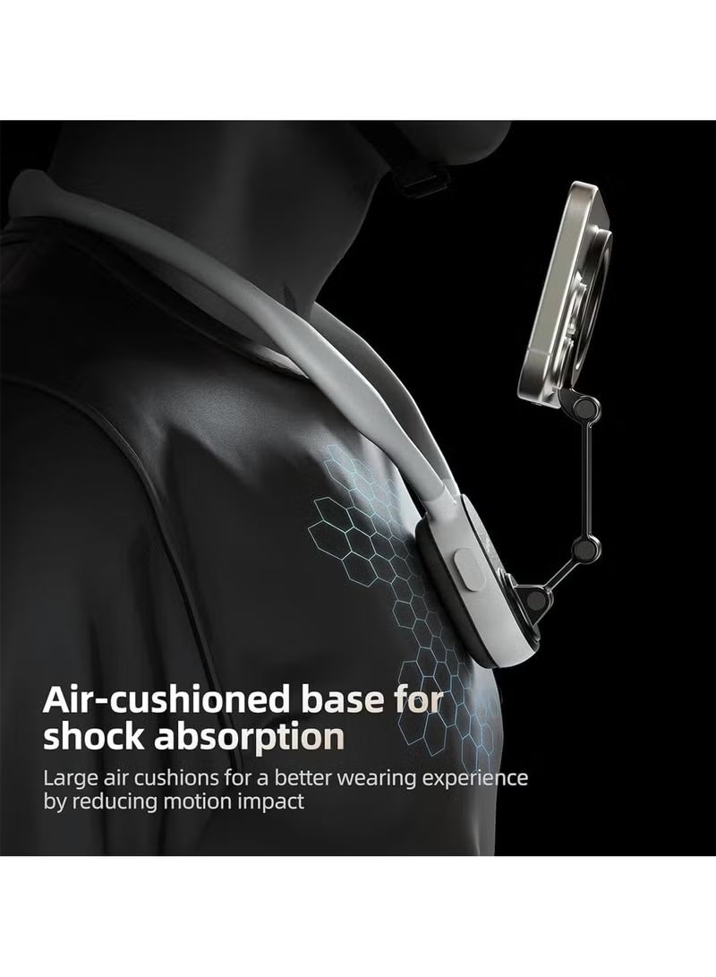 TELESIN حامل رقبة مغناطيسي من تيليسين للهواتف، حامل هاتف محمول معلق على الرقبة POV/Vlog سيلفي يد حرة قلادة حزام هاتف لتسجيل الفيديو لهواتف آيفون 15 14 13 12، هواتف أندرويد (رمادي) - Image 5